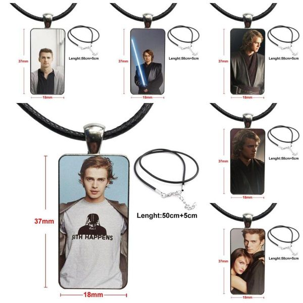 

pendant necklaces hayden christensen star for party gift glass cabochon choker rectangle necklace steel color jewelry, Silver