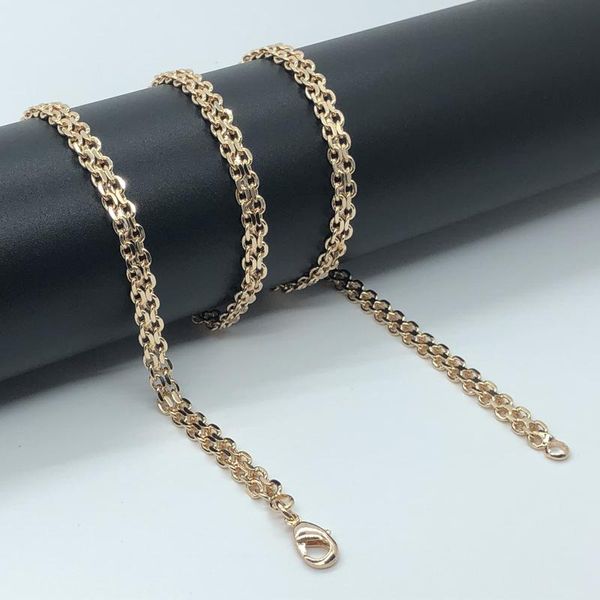 

chains man woman necklace585 rose gold color link carve jewelry, Silver