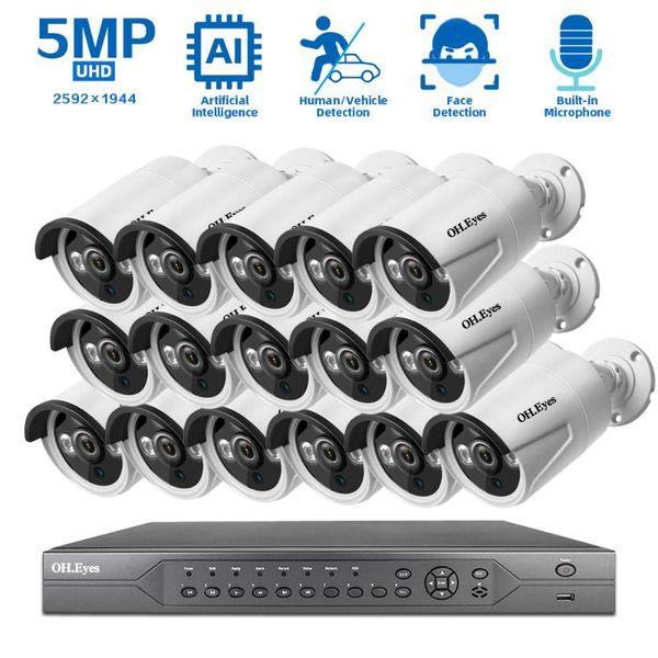 

channel cctv camera security system kit poe 4k 16ch 5mp nvr outdoor ir night vision ip surveillance wireless kits