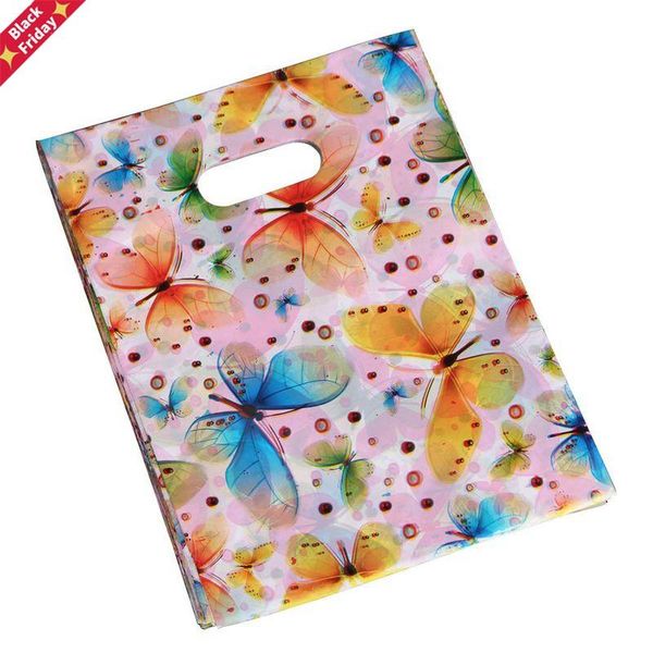 

100pcs 15*20cm 25x35cm plastic handle bag small jewelry packing party favor bags for candy cookie gift box packaging wrap