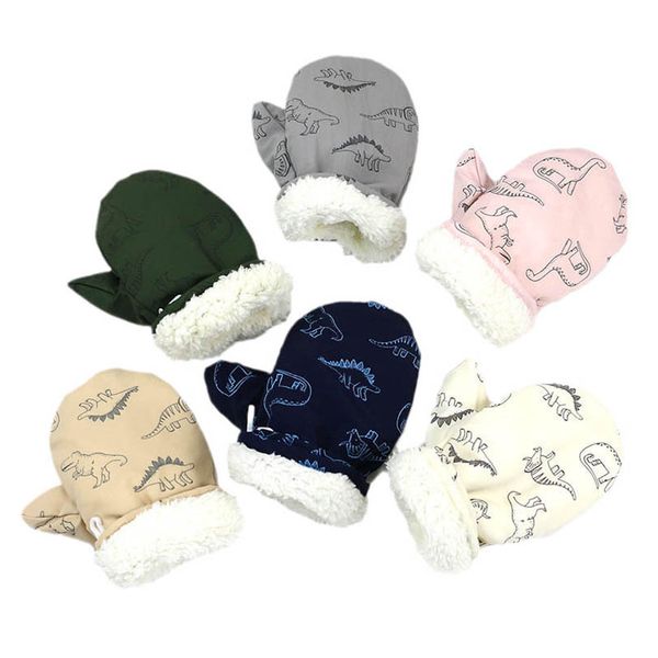 

children's mittens fashion gloves knit boys girls accessories autumn winter plus plus-thick warm cartoon print 1-8 years b9034, White