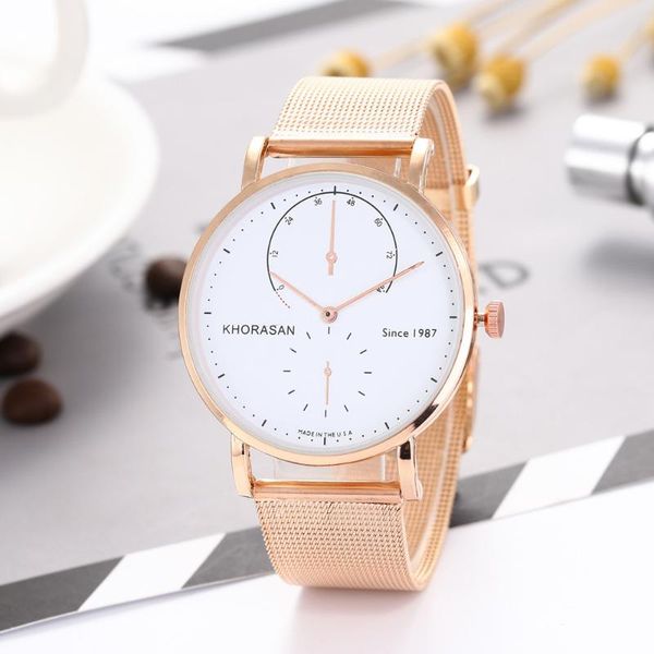 

wristwatches men's watch luxury gold steel mesh strap male clock fashion business simple quartz men montre homme 2021 saat, Slivery;brown