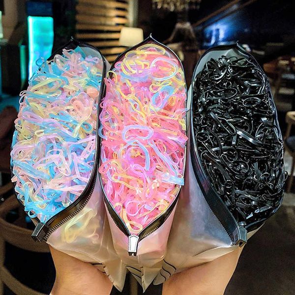 

hair accessories 2500/1000pcs/pack nylon disposable elastic bands for girls colorful rubber band rope women scrunchies kids, Slivery;white