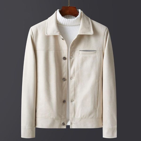 

men's jackets deerskin velvet jacket men autumn slim lapel handsome casual coat long sleeve zipper button fashion streetwear clothes, Black;brown
