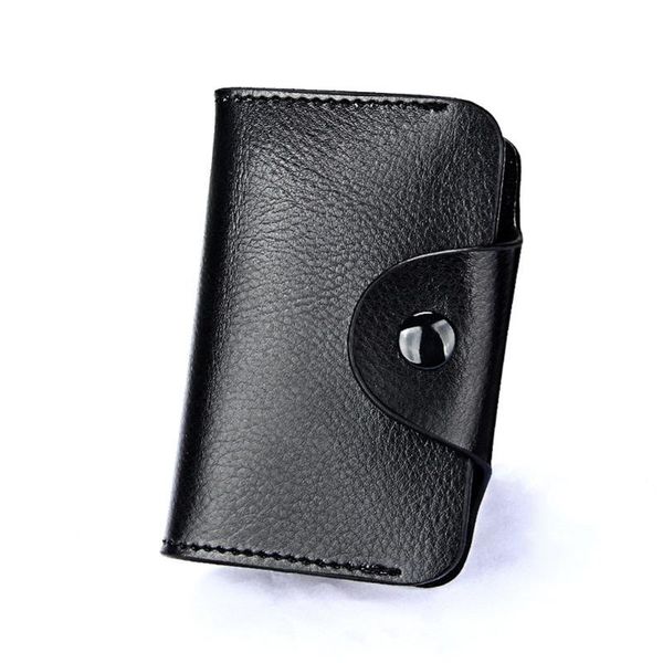 

card holders holder portable casual button bag simple durable artificial cowhide leather wallet, Brown;gray