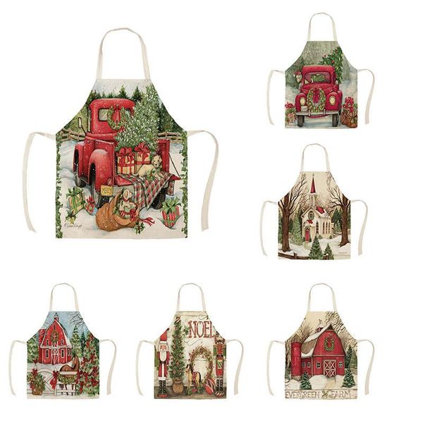 

aprons christmas gift print tree red pattern cleaning apron stain resistant home cooking kitchen chef wear