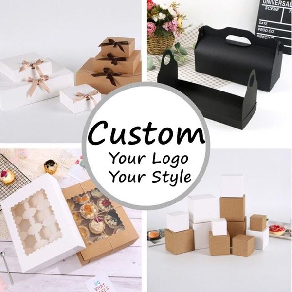 

life custom paper candy cookie cake gift box print logo customized packing package kraft white black holding boxes wrap