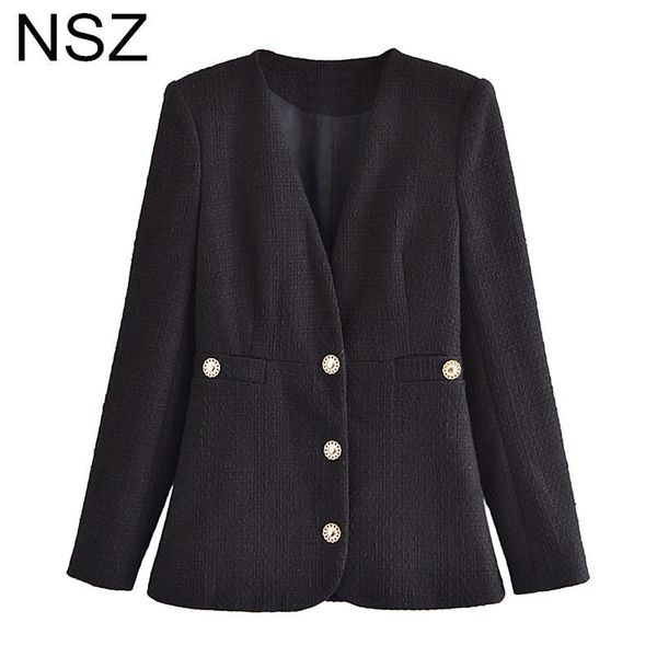 

women's suits & blazers nsz women black tweed blazer elegant chic slim office ladies suit jacket work business female coat outerwear au, White;black