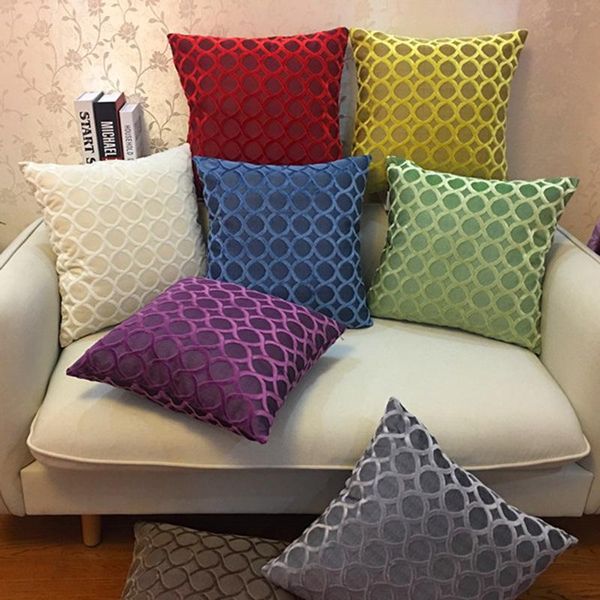 

cushion/decorative pillow chenille flocking case cushion cover grey yellow purple red green coffee circle home decorative 45x45cm