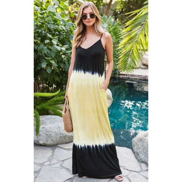 

casual dresses gradient aesthetic for women loose solid color sleeveless suspender dress elegant bohemian vacation, Black;gray