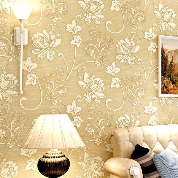 

wallpapers style european relief non -woven wallpaper papel de parede living room, tv backdrop, big pink beige flower pastoral