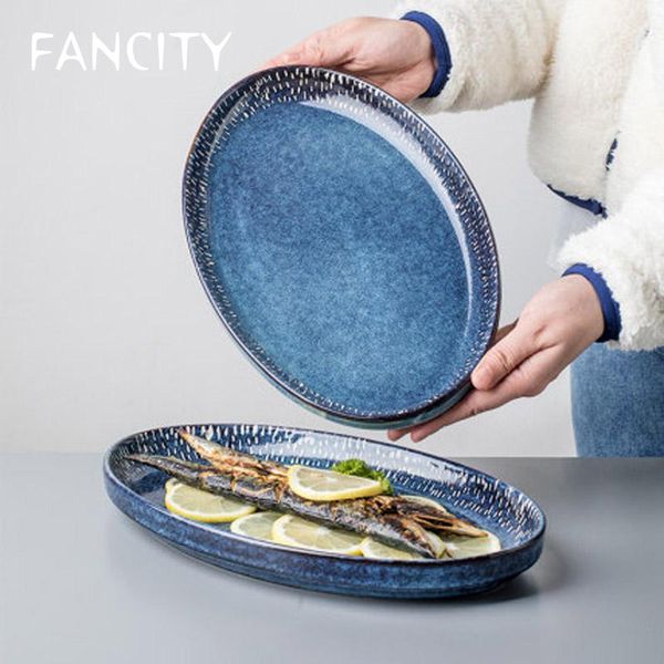 

oval fish dishes home creative ceramic steamed nordic tableware & plates