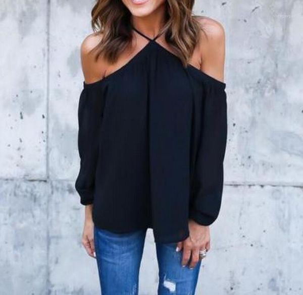 

blouses off shoulder chiffon women blouse summer long sleeve shirts club party casual blusas clothes women's &, White
