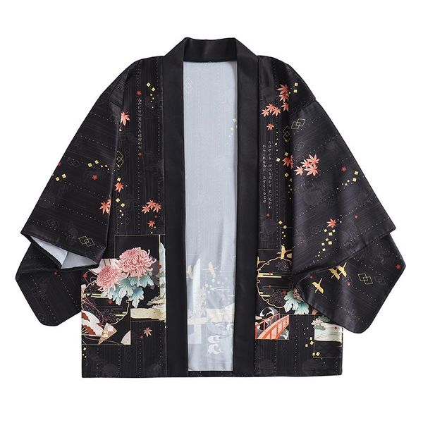 

spring japanese kimono 2021 anime cosplay flower woman summer harajuku cardigan japan chrysanthemum clothes ethnic clothing, Red