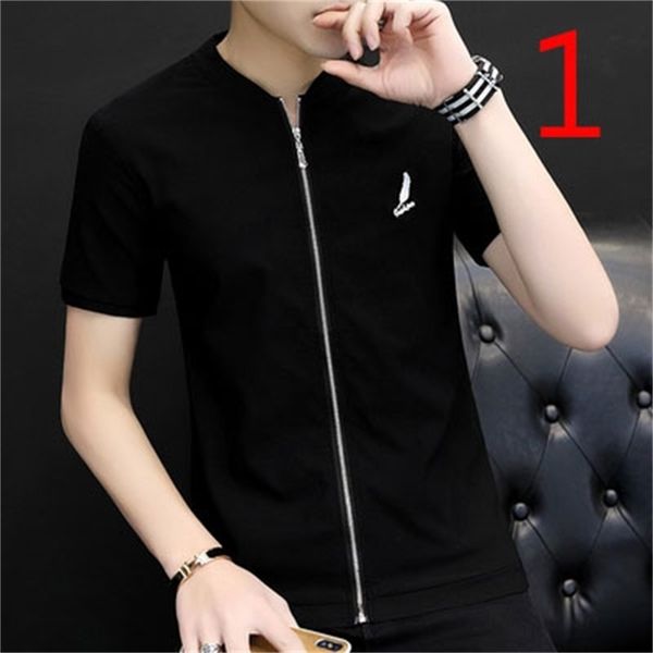 

summer trend fashion lapel half sleeve slim shirt 210420, White;black