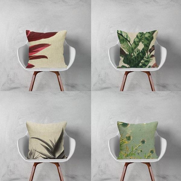 

cushion/decorative pillow 45*45cm linen pillowcase succulents printed cushion home cover sofa decor decorative w1l4