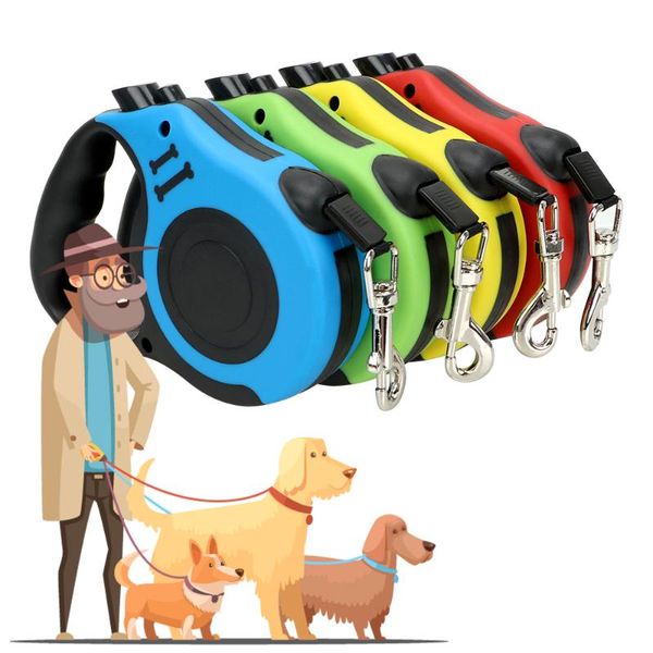 

dog collars & leashes pet products automatic flexible lead dogs walking running leads puppy cat traction rope belt 3m/5m retractable leash