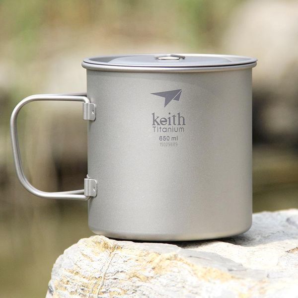 

mugs 650ml titanium coffee mug fold handle travel milk tea cups single wall office water ti3208