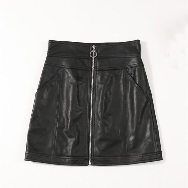 

skirts 2021 arrival women fashion genuine leather skirt,women slim skirt, Black