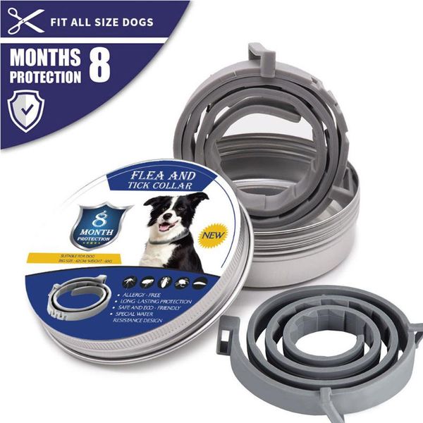 

dog collars & leashes 2pc removes flea and tick collar dogs cats up to 8 month anti mosquitoes ticks accessories