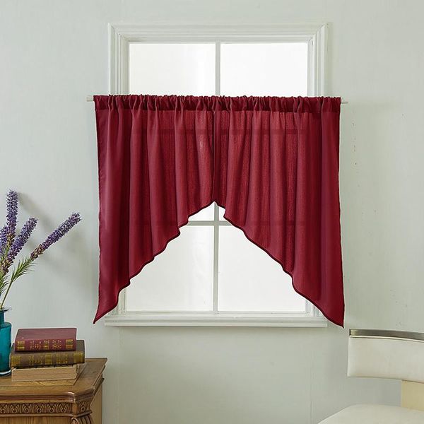 

curtain & drapes 2pcs solid color triangle kitchen short window valance drape home decor