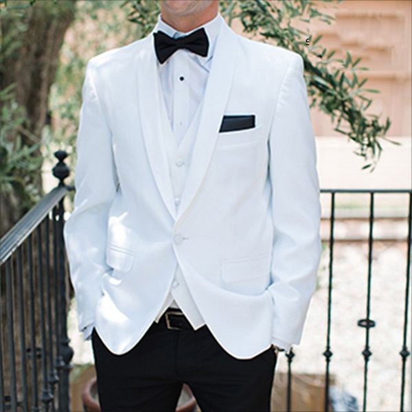 

men's suits & blazers latest design white men for wedding custom groom tuxedo man blazer 3piece(coat+pants+vest)costume homme traj, White;black