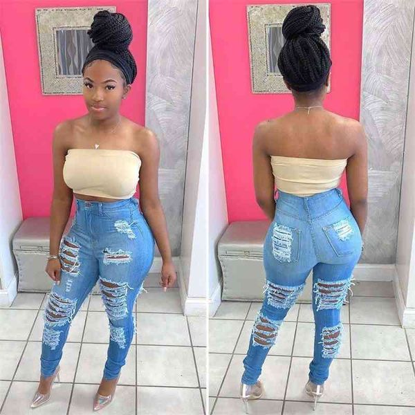 

women's jeans d8358 fashion high waisted leggings zrpp, Blue