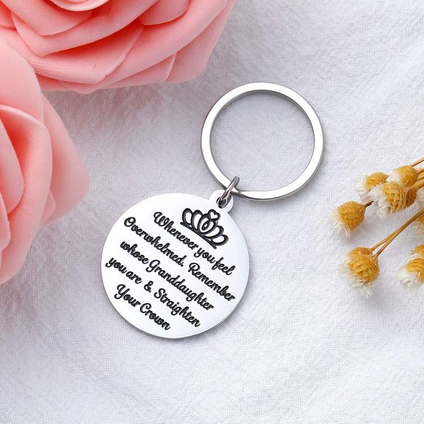 

10pieces/lot gifts for grandpa birthday keychain for grandfather from granddaughter family gift for grandad grandparent men him, Silver