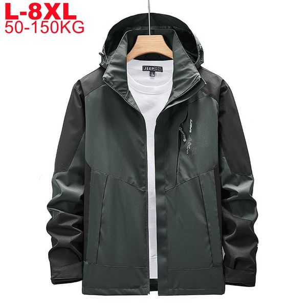 

men's jackets big size 8xl 7xl 6xl waterproof jacket men outdoor large autumn winter windproof outwear windbreakers coat male, Black;brown