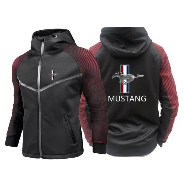

men's hoodies & sweatshirts 2021 mustang hoodie custom motorcycle jacket riding protective suit full set of anti-fall coat, Black