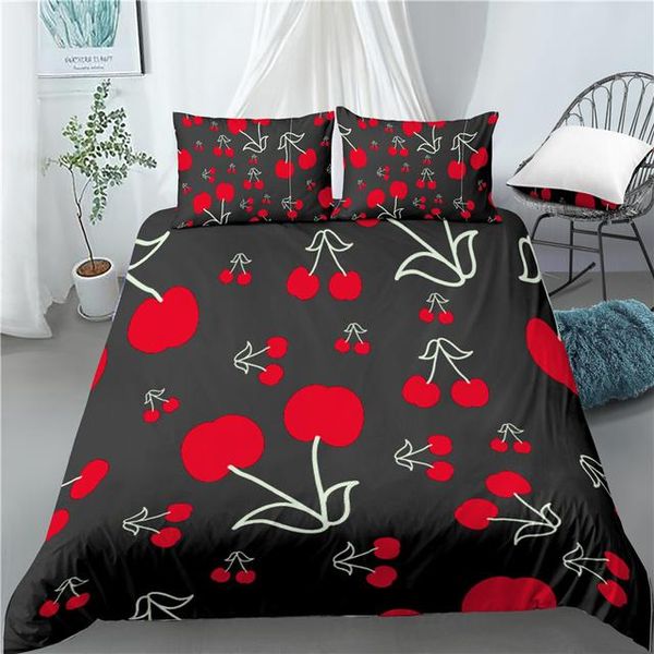 

bedding sets 2/3pcs home living luxury cherry fruit 3d print set comforter duvet cover with pillow case  king single double