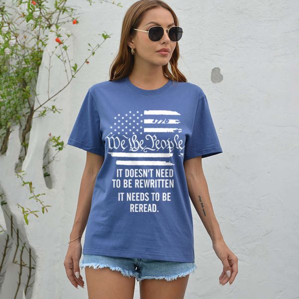 

be people us flag print slim t shirt blouse, White