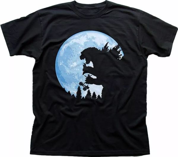 

godzilla vs e.t. et extraterrestrial movie tokyo kids funny black t-shirt fn9335, White;black