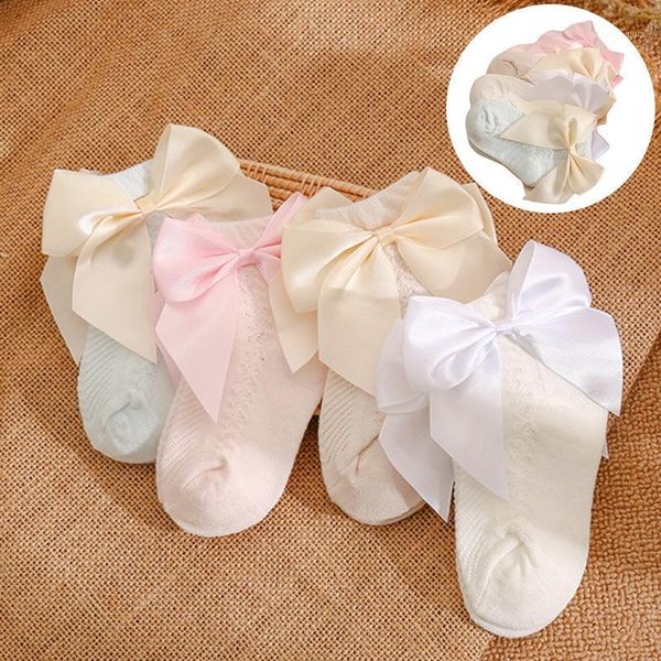 

socks born baby ankle with bows cotton sock for girls summer hollow out toddlers girl frilly infant floor 0-5years1, Pink;yellow