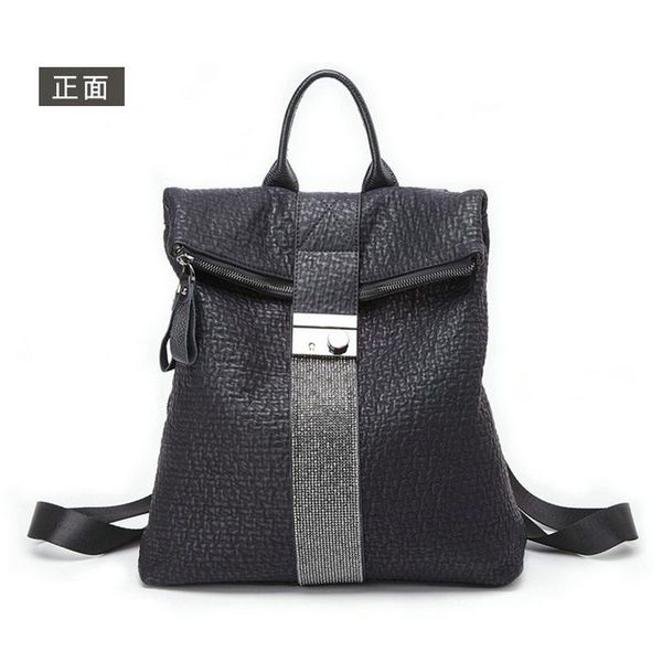 

duffel bags women's bag 2021 european and american retro soft-faced diamond backpack personality lock travel