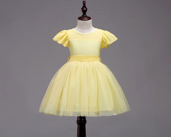 

girl's dresses yellow born dress for baby girl party and wedding first birthday lace princess baptism 1-6 year, Red;yellow