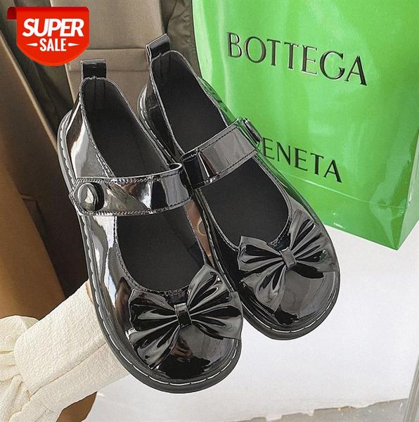 

women's thick-soled jk small leather shoes, japanese uniform cute flat-bottomed loli round toe shoes #ds6o, Black