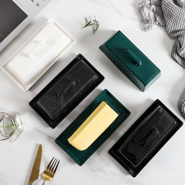 

dishes & plates modern simple ceramic tableware household kitchen butter tray multi-style box with cover