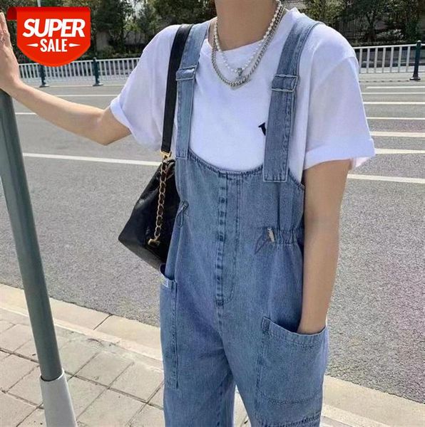 

lizhiqi denim overalls korean style fashion waist pocket straight slim jumpsuit 110652 #p58z, Black;gray