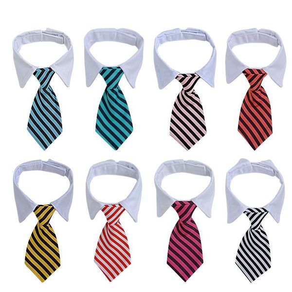 

dog apparel cat striped bow tie animal bowtie collar pet adjustable neck white necktie for party wedding #751
