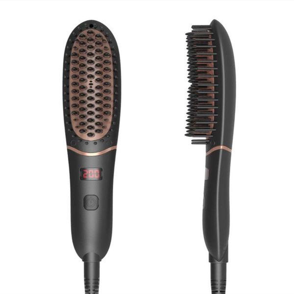 

display hair straightener anion comb mini portable straightening brush rotatable power cord electric brushes