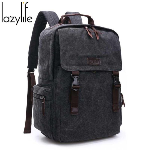 

backpack lazylife men's vintage canvas school bag travel bags large capacity laptop