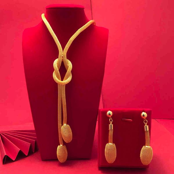 

jewelry sets 24k60cm long dubai gold color plated unique design wedding set, Black