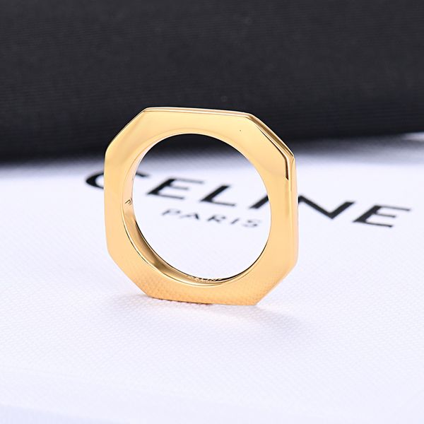 

ring c family octagonal gold style advanced design fashion personality, Silver