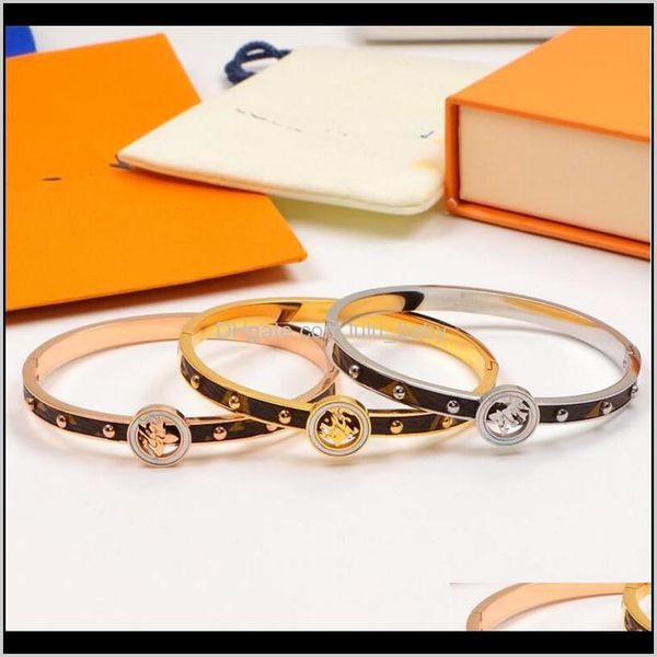 

bracelets jewelry drop delivery 2021 classic flora pattern bangles fashion personality charm men women bracelet birthday gift for coup, Golden;silver