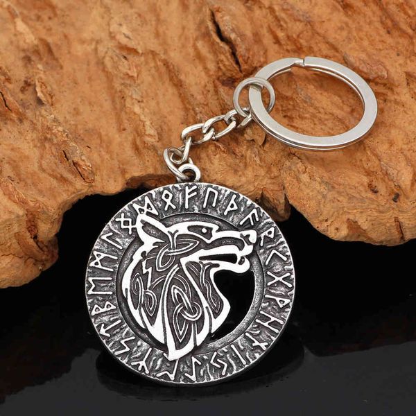 

viking pirate celtic wolf head luna key chain men's, Slivery;golden