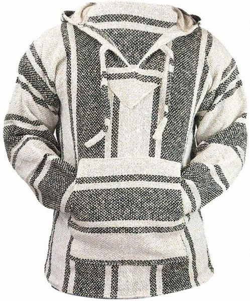 

classic mexican baja hoodie sweater pullover 56pp#, Black
