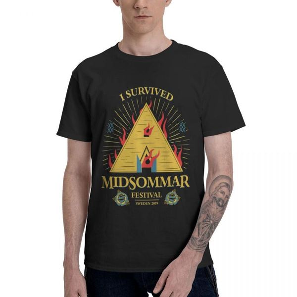 

men's t-shirts sacrifice midsommar festival t-shirt pure cotton round neck men t shirts short long sleeve oversized casual tees eu siz, White;black