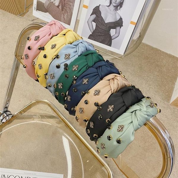 

fashion hair accessories women fabric knotted diamond headbands washing face bundles broad-brimmed headband wild girl band1