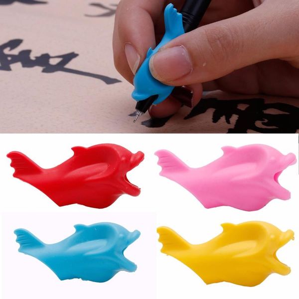 

refills 10 pcs children pencil holder correction hold pen writing grip posture tool fish 28#20, Black;red
